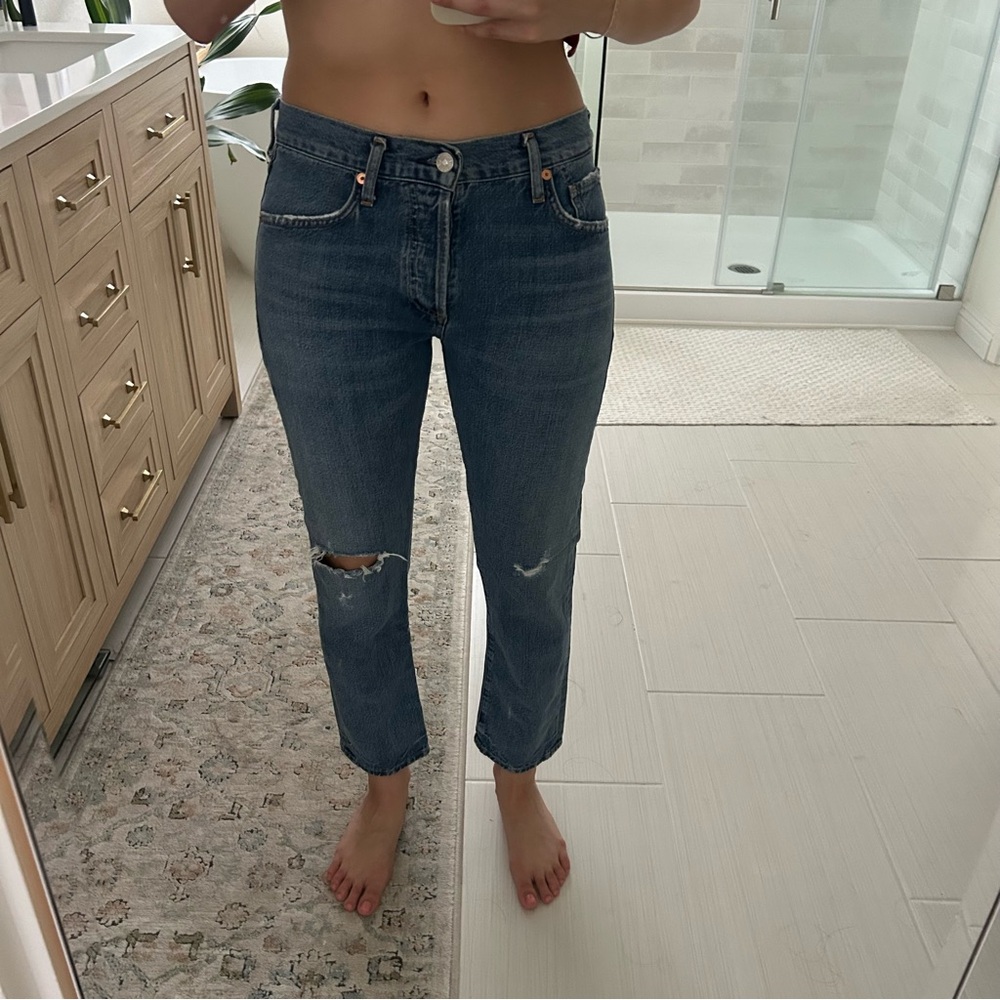 Citizens Of Humanity Distressed Blue Ankle Jeans